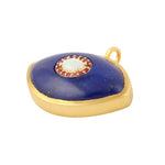 Opal Ethopian Lapis Sapphire Evil Eye Charm 14k Yellow Gold