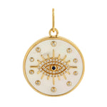 Natural Pave Diamond Evil Eye Charm Solid Gold Handmade Pendant