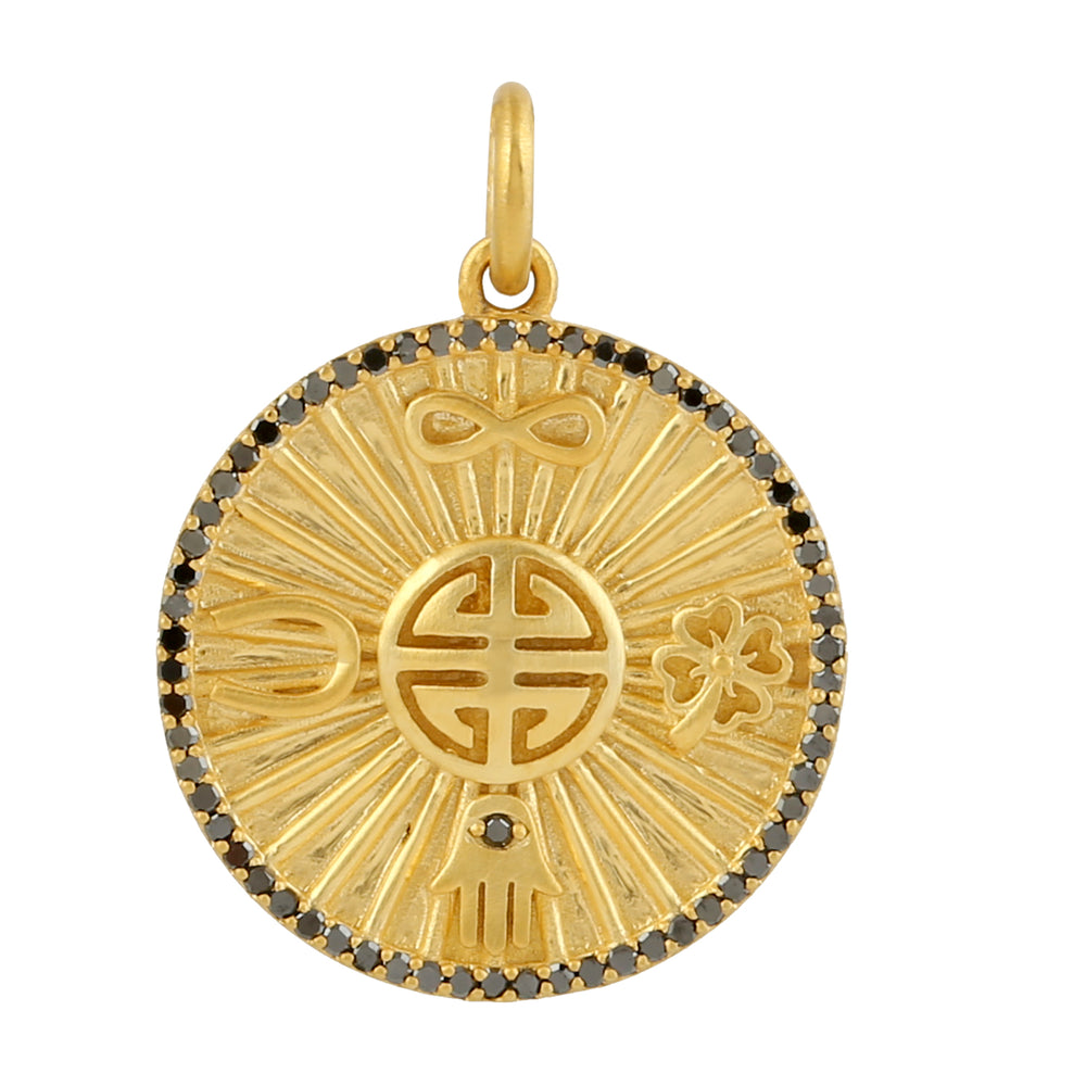 Natural Diamond Multiple Charm Mythological Pendant In yellow Gold