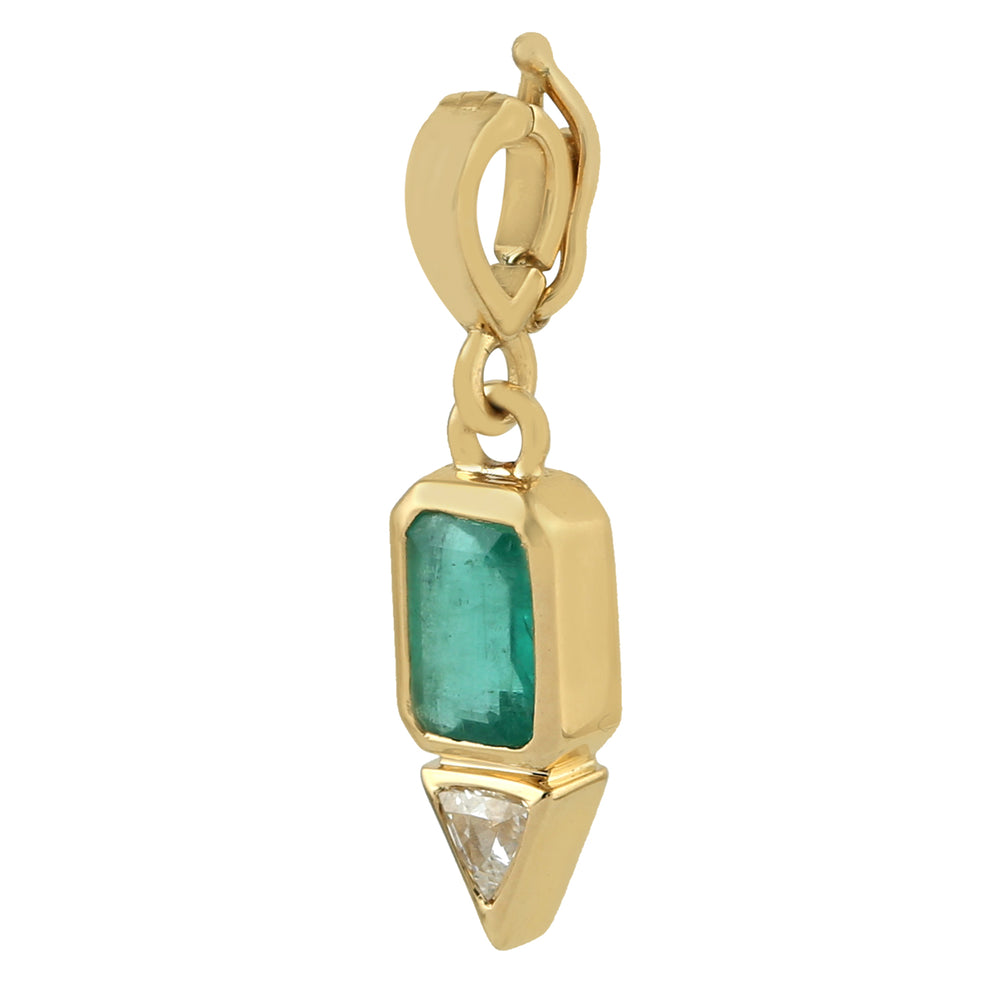 Emerald Cut Emerald Diamond Beautiful Minimalist Charm Pendant
