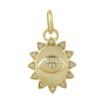 Natural Diamond Pendant 14k Yellow Gold Evil Eye Charm Jewelry