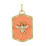 Natural Pave Diamond Housefly Charm Enamel Pendant For Gift In 18k Gold