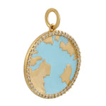 Natural Pave Diamond World Map Design Charm Pendant Jewelry In 14k Yellow Gold