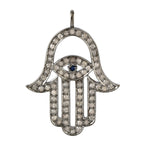 925 Sterling Silver Pave Diamond Hamsa Evil Eye Charm Pendant Handmade Jewelry