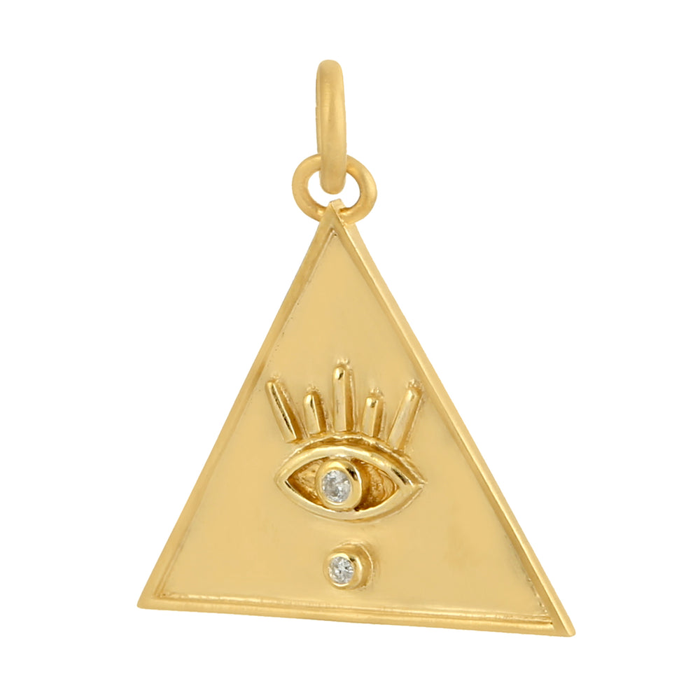 Evil Eye Charm Triangle Charm 14k Yellow Gold Pendant For Her