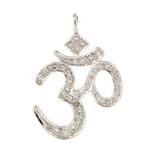 14k White Gold Pave Diamond Religious Om Pendant Handmade Jewelry Gift