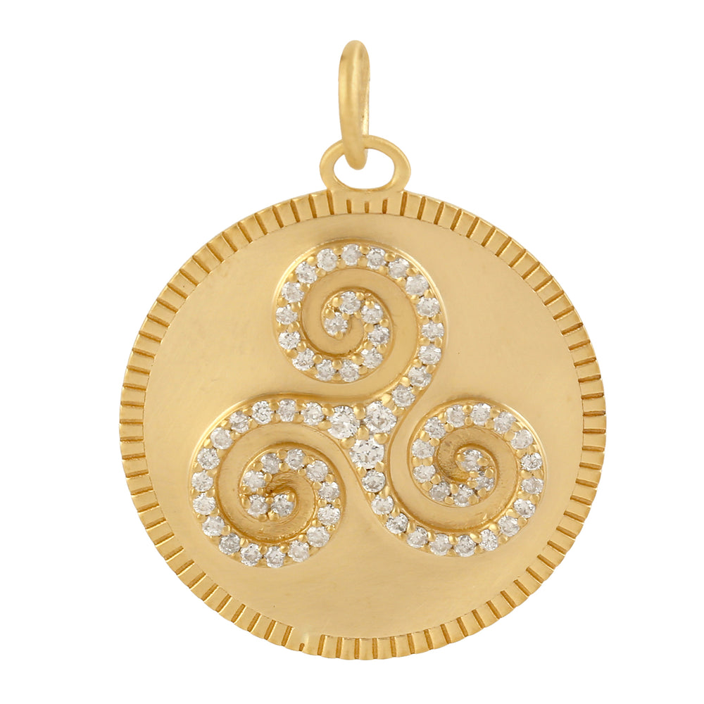 14k Yellow Gold Diamond Designer Pendant Handmade Jewelry