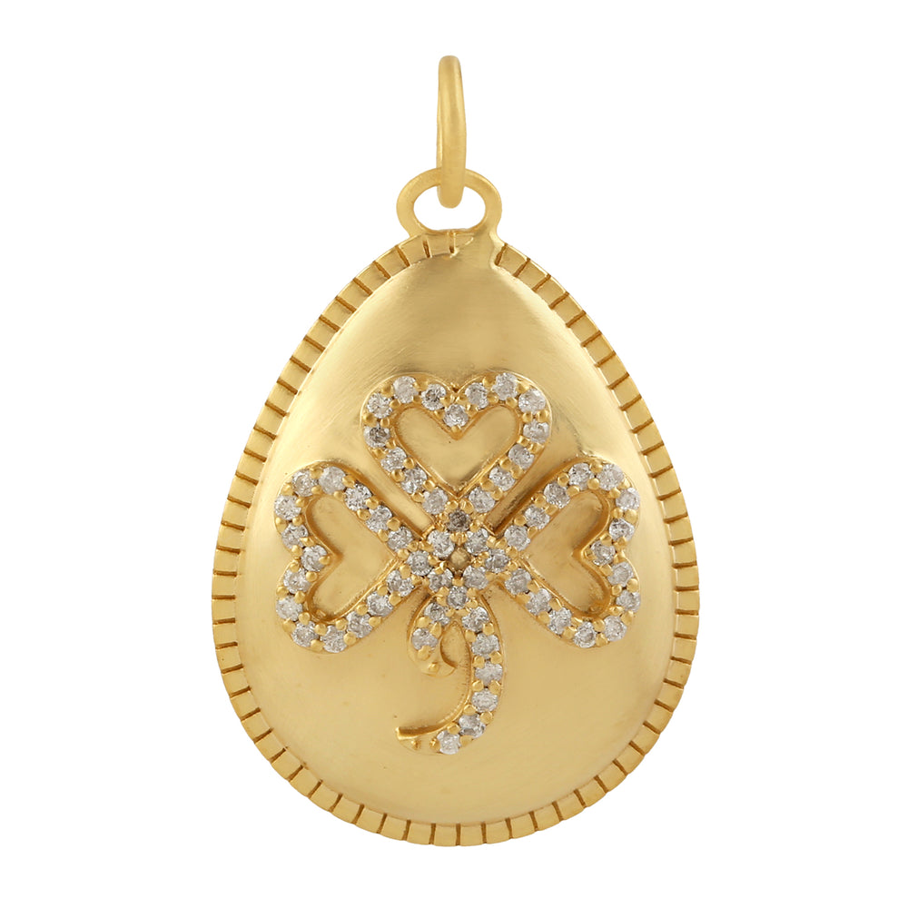 Diamond Heart Pendant 18k Yellow Gold Handmade Jewelry
