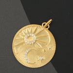14k Gold Star Moon Pendant Diamond Wholesale Jewelry