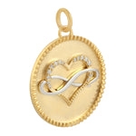 14k Gold Infinity and Heart Symbol Pave Diamond Pendant Handmade Jewelry