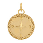 14k Yellow Gold Engraved Compass Pendant Jewelry Fine Jewelry For Gift