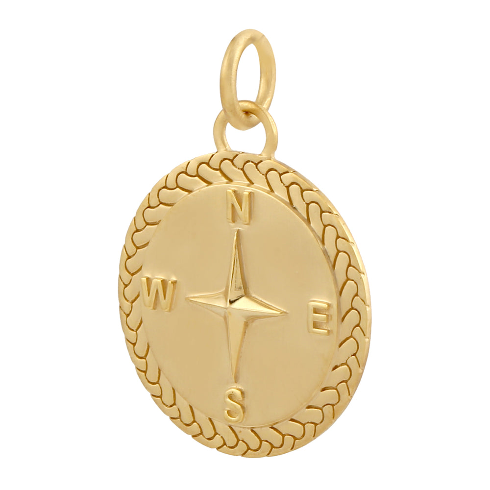 14k Yellow Gold Engraved Compass Pendant Jewelry Fine Jewelry For Gift