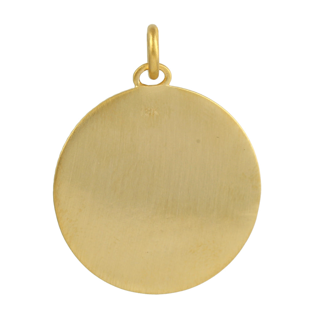 Pave Diamond 18k Yellow Gold Sun and Moon Disc Charm pendant