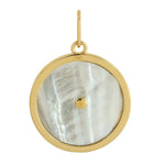 Pave Diamond Evil Eye Charm Pendant Sapphire Mop 14k Yellow Gold Jewelry