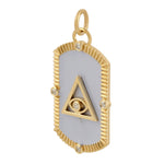 Precious Gemstone Diamond 14k Yellow Gold Triangle Evil Eye Charm Pendant Jewelry For Gift