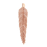 18k Rose Gold Pave Diamond Feather Charm Pendant Handmade Jewelry