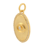 Pave Diamond Bow Evil Eye Oval Pendant Jewelry In 14k Yellow Gold