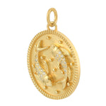 Pave Diamond Pisces Zodiac Charm 14k Yellow Gold Jewelry For Gift