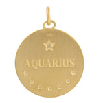 Natural Pave Diamond Aquarius 14k Yellow Gold Designer Pendant
