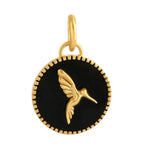 Solid 14k Yellow Gold Bird Charm Enamel Pendant For Gift
