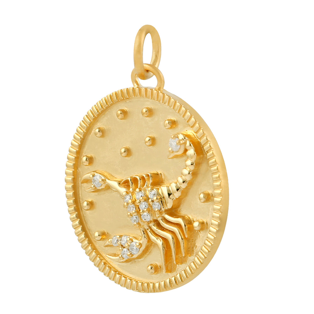 Handmade Natural Diamond Scorpio Zodiac Charm Pendant For Gift