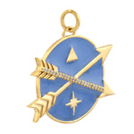 Diamond Cross Arrow Charm Enamel Pendant Jewelry in 14k Yellow Gold