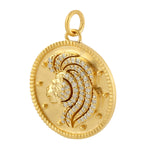 14k Yellow Gold Pave Diamond LEO charm Pendant Gift