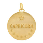Natural Pave Diamond Capricorn Zodiac Charm 14k Yellow Gold Pendant