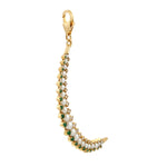 Beautiful designer yellow gold 18k cresent moon pendant micro pave pearls diamond emerald for women