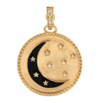 Crescent Moon Star Charm Diamond Enamel Pendant Gift