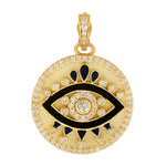 14k Yellow Gold Beautiful Enamel Diamond Evil Eye Charm pendant