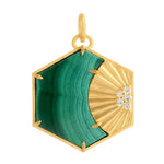 14k Solid Gold Malachite Diamond designer Pendant