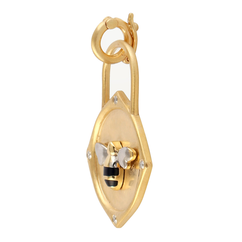 Honeybee lock design 14k gold pendant diamond jewelry