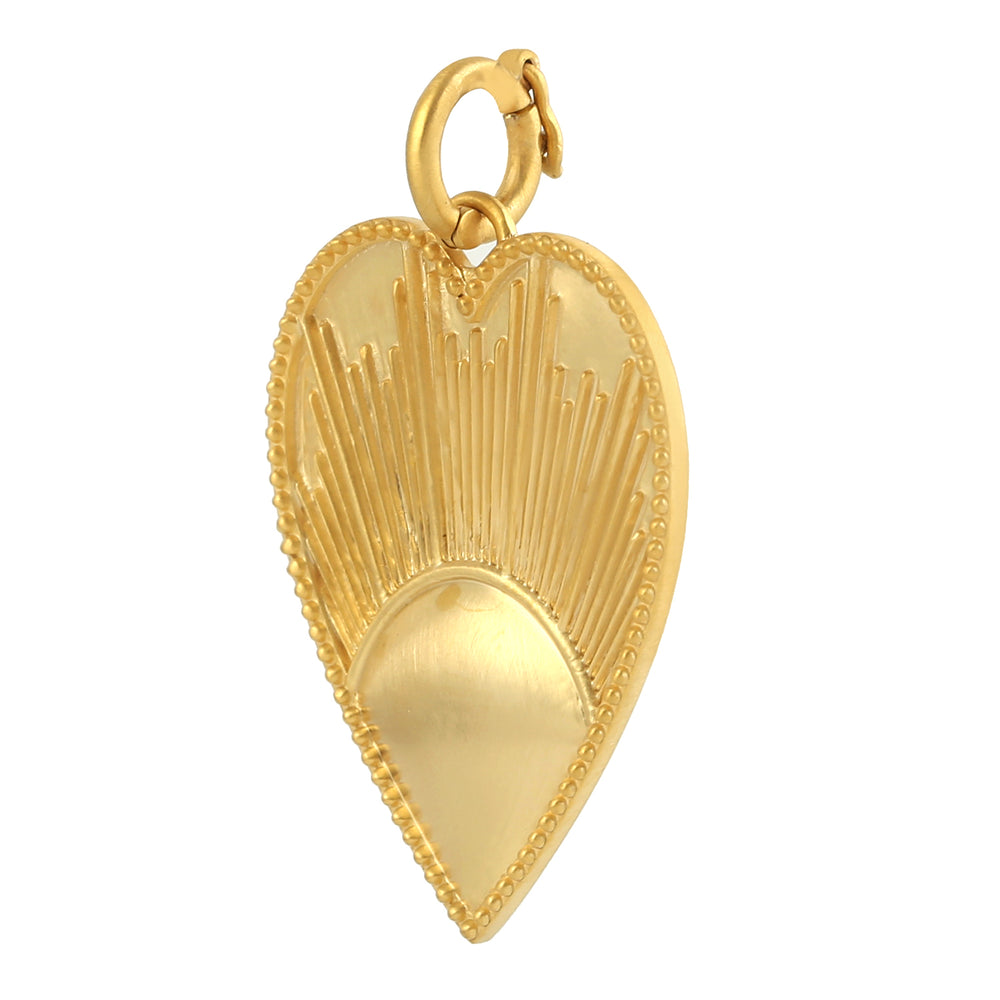 Solid 14k Yellow Gold Heart Charm Pendant Gift For Her
