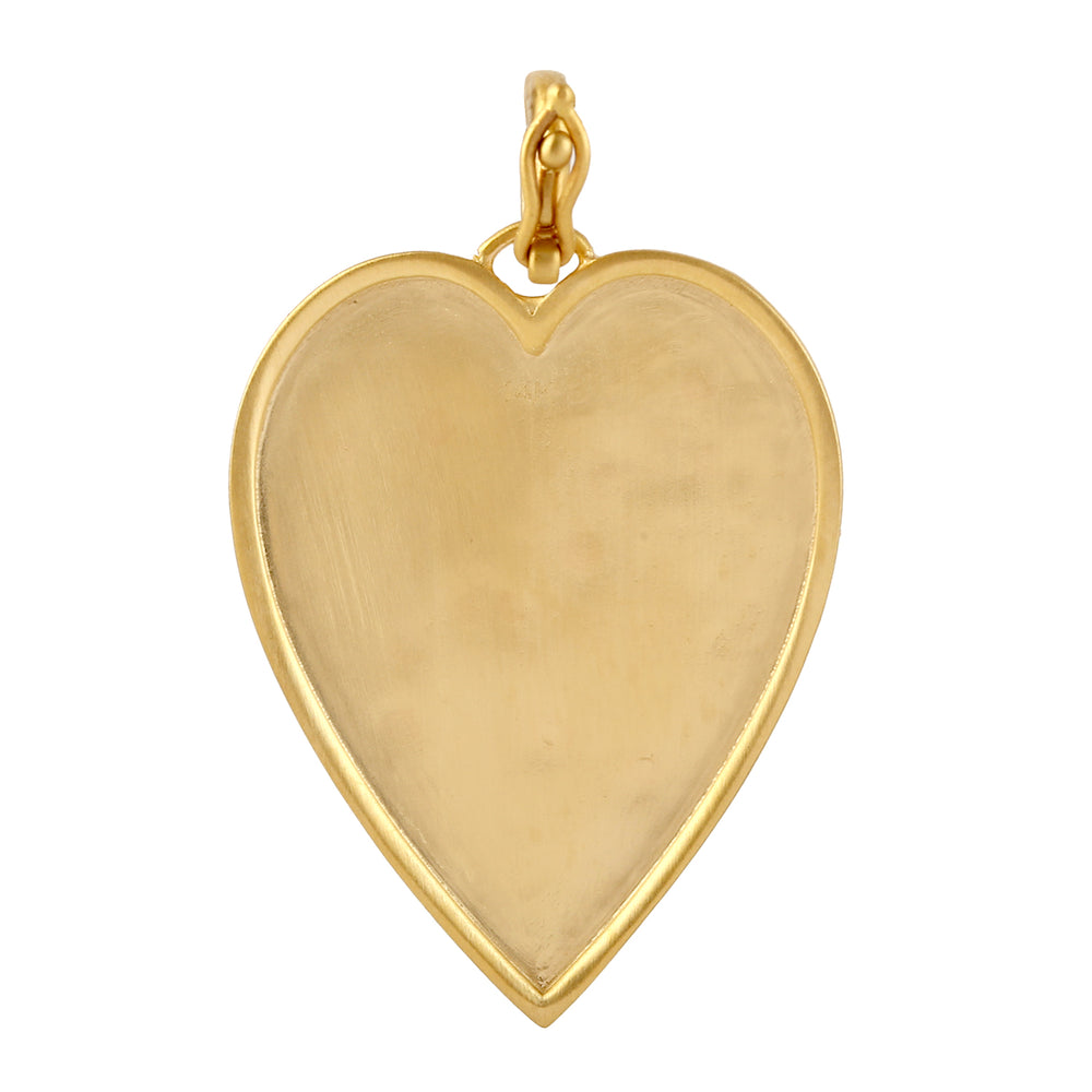 Pave Diamond Love Initial Heart Charm pendant In 14k Yellow Gold