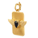 Diamond Sapphire Angel Wings Pendant In 14k Yellow Gold