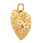 Natural Gemastone Ruby Diamond Heart 18k Gold pendant