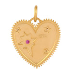 Natural Gemastone Ruby Diamond Heart 18k Gold pendant
