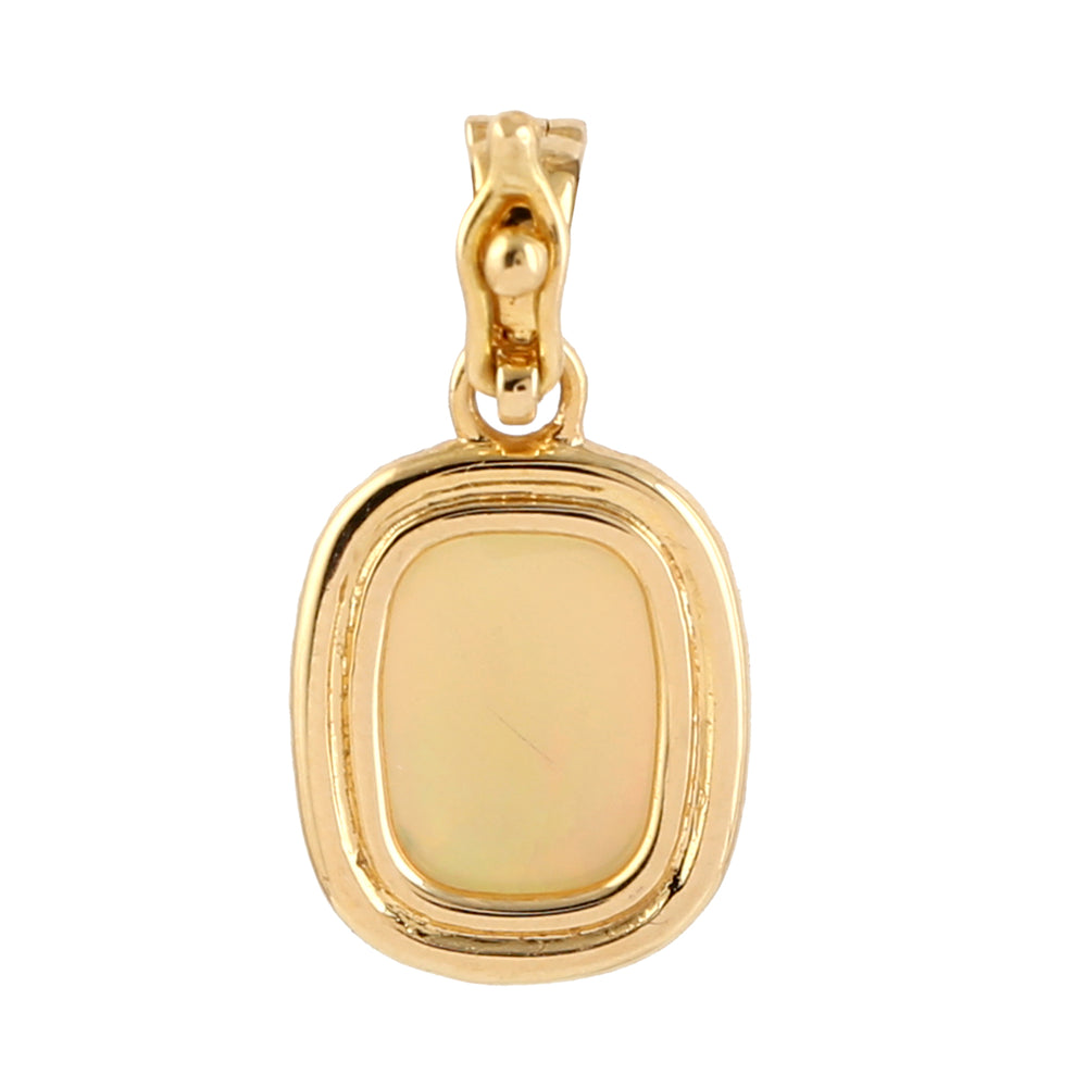 Opal Ethopian Diamond Designer Pendant In 18k Yellow Gold Gift