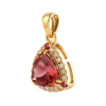 Trillion Ruby Pave Diamond Beautiful Pendant In 18k Yellow Gold Gift