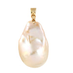 Natural Sapphire Diamond Pearl Designer Pendant In 14k Yellow Gold