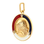 Natural Diamond Eagle Head Carved Pendant In 14k Yellow Gold
