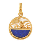 Lapis Lazuli Pave Diamond Sail Boadt Design 14j Yellow Gold Pendant