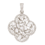 Natural Diamond Clovers Leaf Pendant Gift For Her In 18k Gold