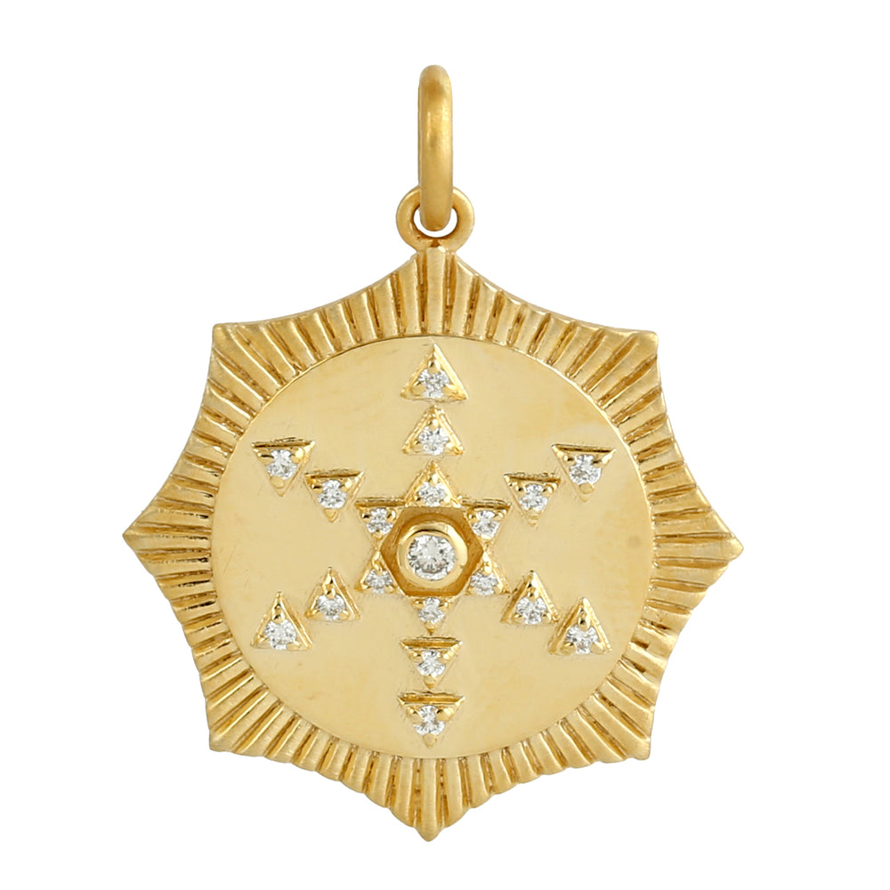 Pave Diamond Designer 14k Solid yellow Gold Pendant For Her