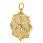 Pave Diamond Designer 14k Solid yellow Gold Pendant For Her