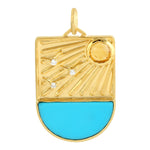 Turquoise Citrine Diamond Designer pendant For Gift In 14k Yellow Gold