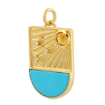 Turquoise Citrine Diamond Designer pendant For Gift In 14k Yellow Gold