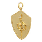 Solid 14k Yellow Gold Serpent Design Diamond Pendant For Gift
