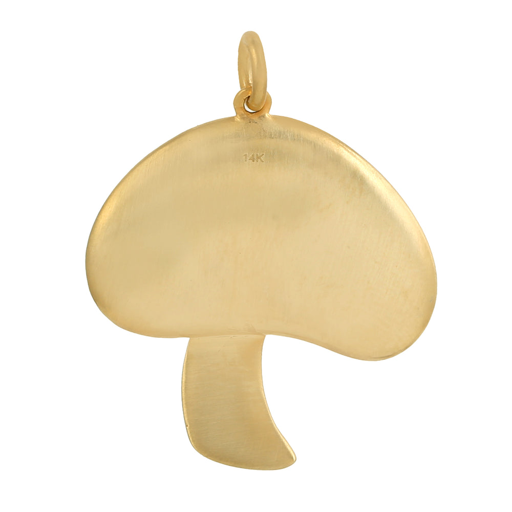 Natural Blue Topaz Diamond Mushroom Charm Pendant In Yellow Gold
